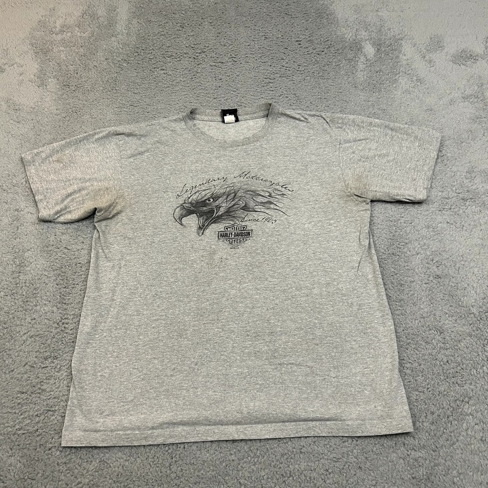 Harley Davidson Shirt Mens Extra Large Gray‎ Eagle Alligator Florida Crew Neck